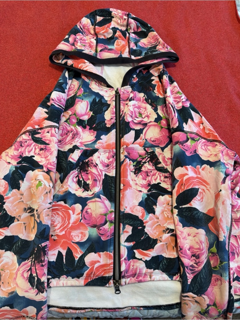lululemon athletica Pink Floral Zip-Up Hoodie Jacket